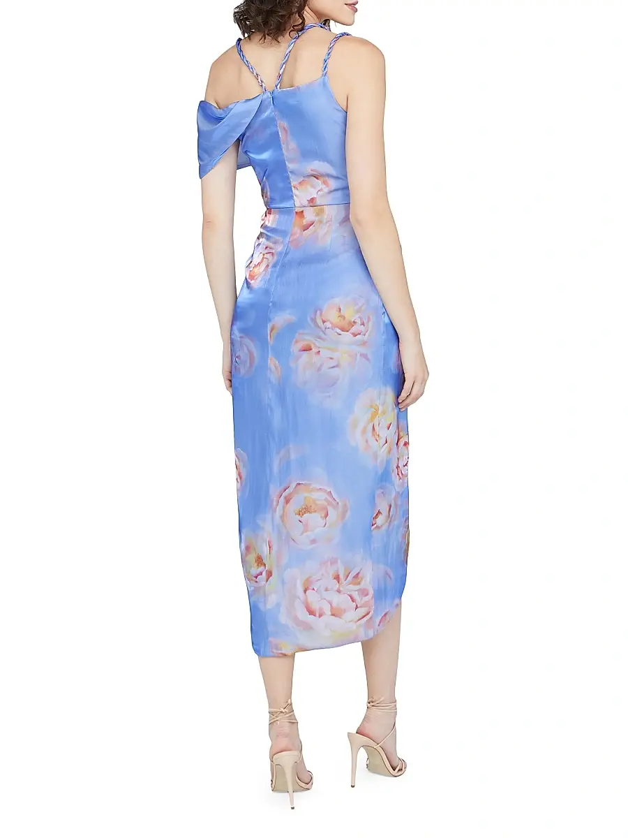 THEIA Women's Yannah Satin Wrap Cocktail Midi-Dress | Thumbnail 5 THEIA Women's Yannah Satin Wrap Cocktail Midi-Dress | Thumbnail 5