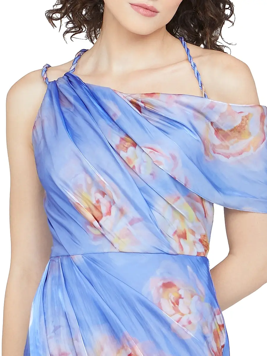 THEIA Women's Yannah Satin Wrap Cocktail Midi-Dress | Thumbnail 6 THEIA Women's Yannah Satin Wrap Cocktail Midi-Dress | Thumbnail 6