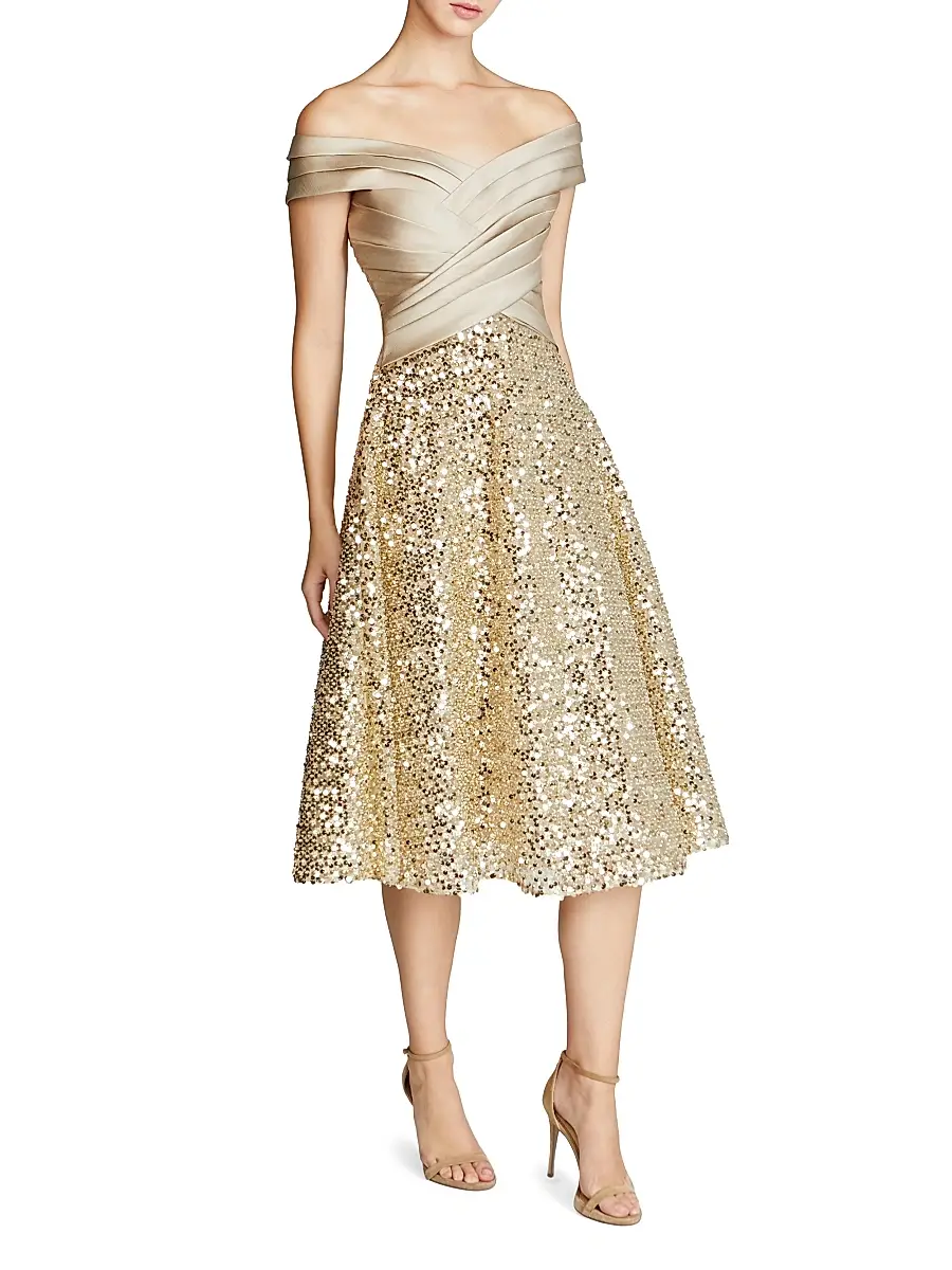 THEIA Women's Brandy Draped Sequined Cocktail Minidress | Thumbnail 3 THEIA Women's Brandy Draped Sequined Cocktail Minidress | Thumbnail 3