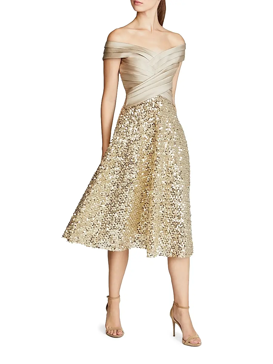 THEIA Women's Brandy Draped Sequined Cocktail Minidress | Thumbnail 4 THEIA Women's Brandy Draped Sequined Cocktail Minidress | Thumbnail 4