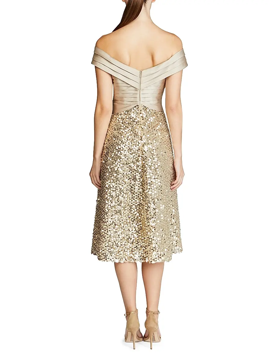 THEIA Women's Brandy Draped Sequined Cocktail Minidress | Thumbnail 5 THEIA Women's Brandy Draped Sequined Cocktail Minidress | Thumbnail 5