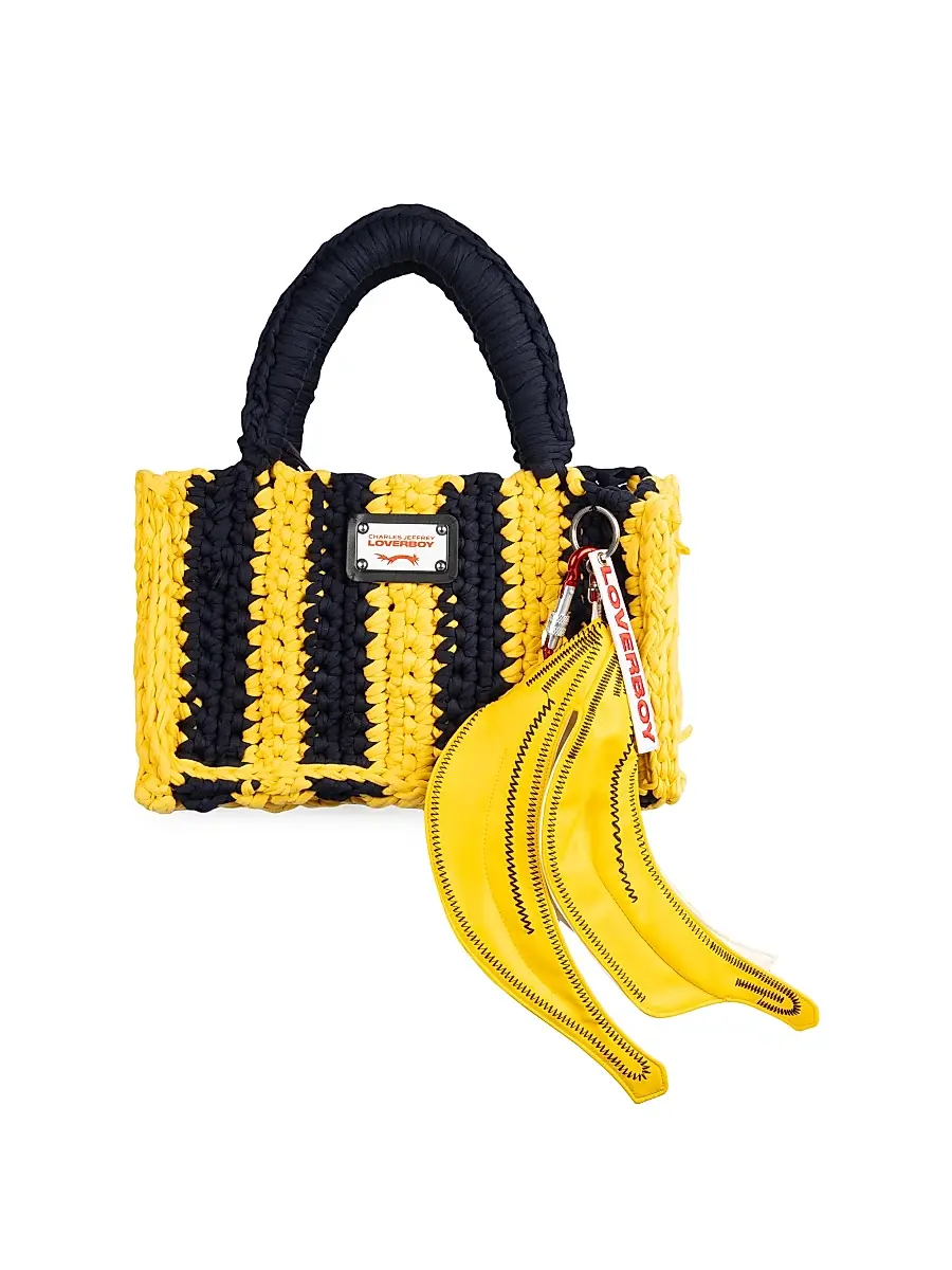 Men's Bucket Bag With Banana Peel Keyring - Navy Yellow