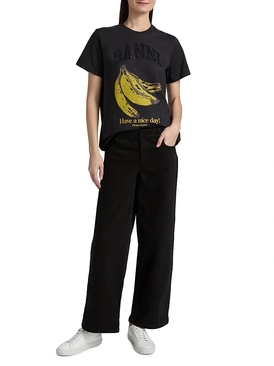 Ganni Women's Banana Relaxed Cotton T-Shirt | Thumbnail 2 Ganni Women's Banana Relaxed Cotton T-Shirt | Thumbnail 2