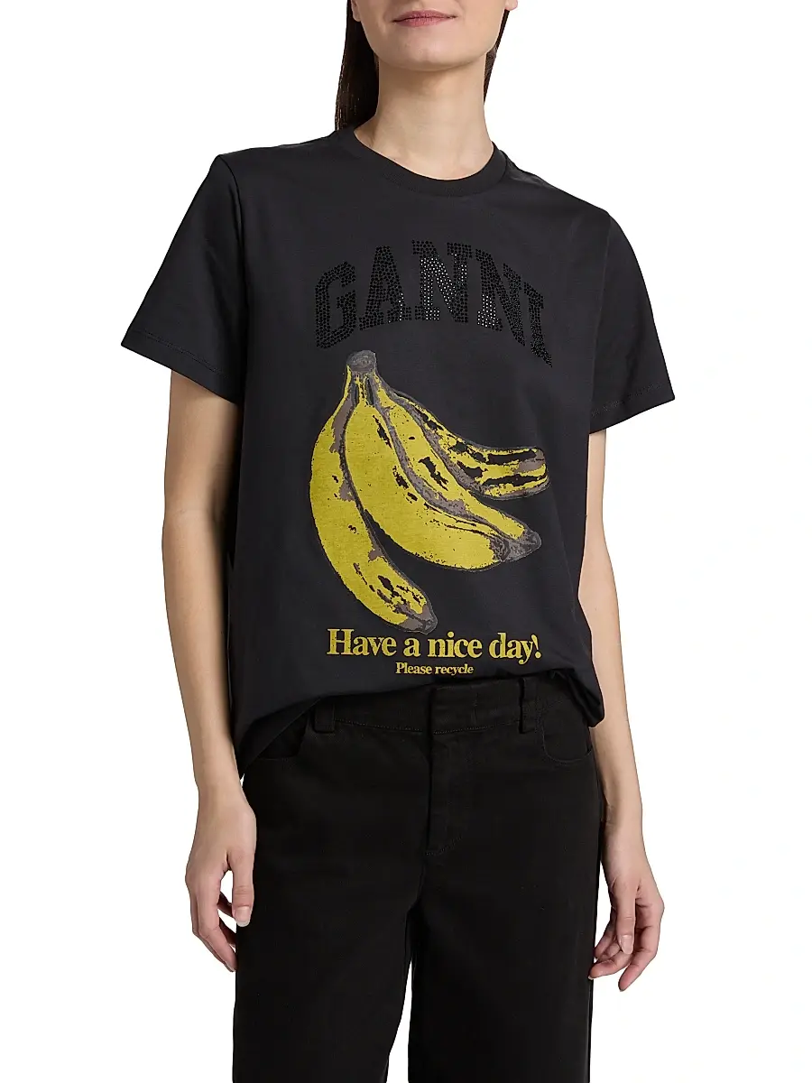 Ganni Women's Banana Relaxed Cotton T-Shirt | Thumbnail 3 Ganni Women's Banana Relaxed Cotton T-Shirt | Thumbnail 3