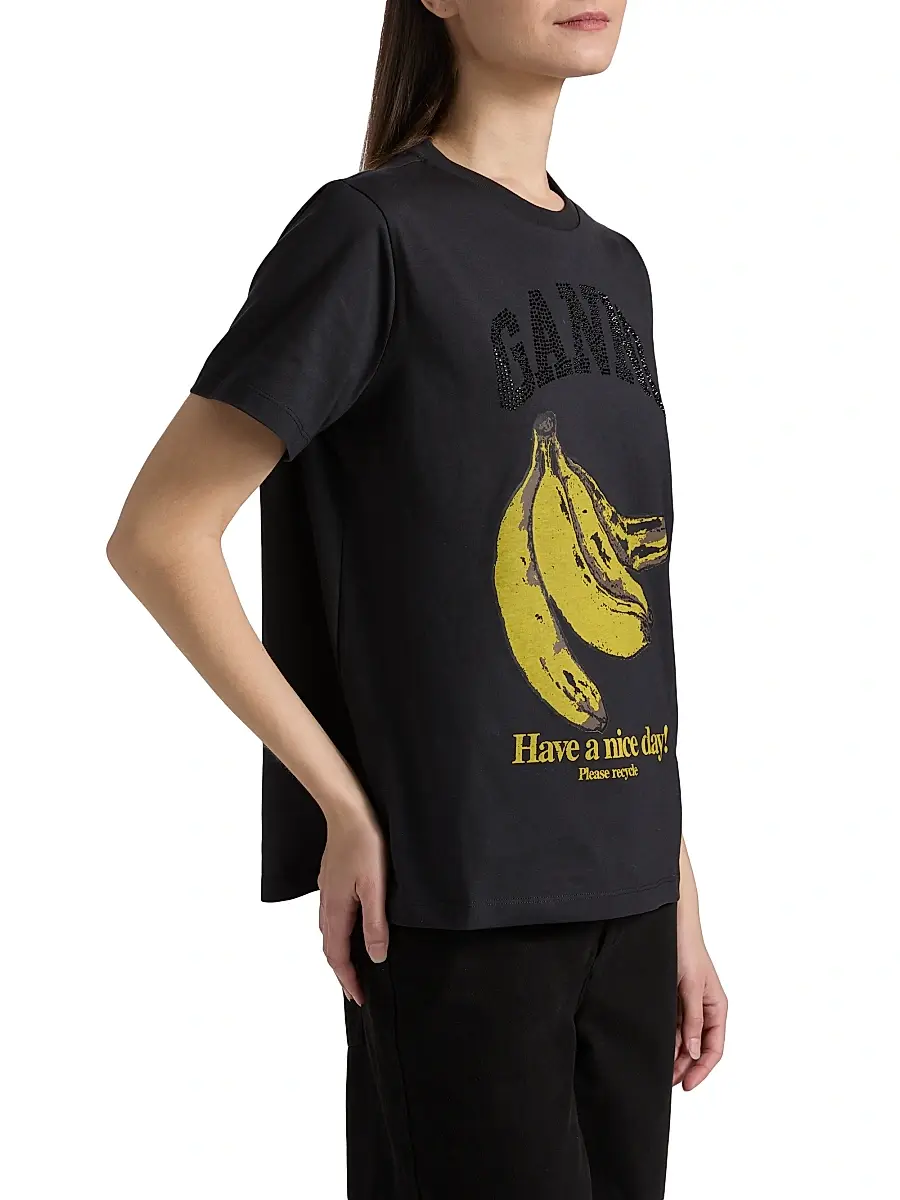 Ganni Women's Banana Relaxed Cotton T-Shirt | Thumbnail 4 Ganni Women's Banana Relaxed Cotton T-Shirt | Thumbnail 4
