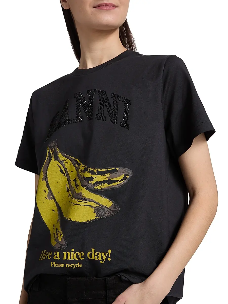Ganni Women's Banana Relaxed Cotton T-Shirt | Thumbnail 6 Ganni Women's Banana Relaxed Cotton T-Shirt | Thumbnail 6