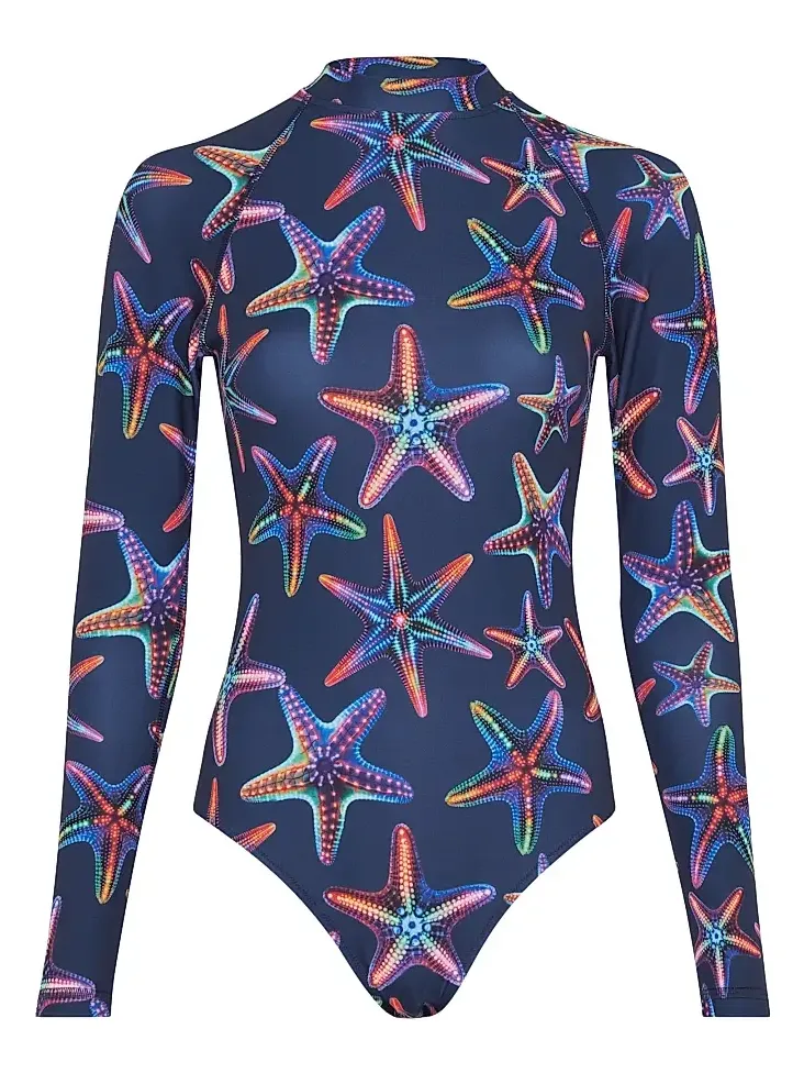 Vilebrequin Women's Disco Stars Mock Turtleneck One-Piece Rashguard