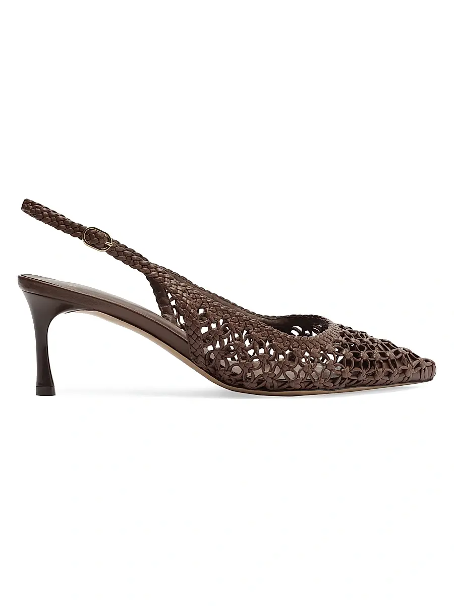 Alexandre Birman Women's Jane Tresse 60MM Woven Leather Slingback Pumps - Rich Brown | Image 1 Alexandre Birman Women's Jane Tresse 60MM Woven Leather Slingback Pumps - Rich Brown | Image 1