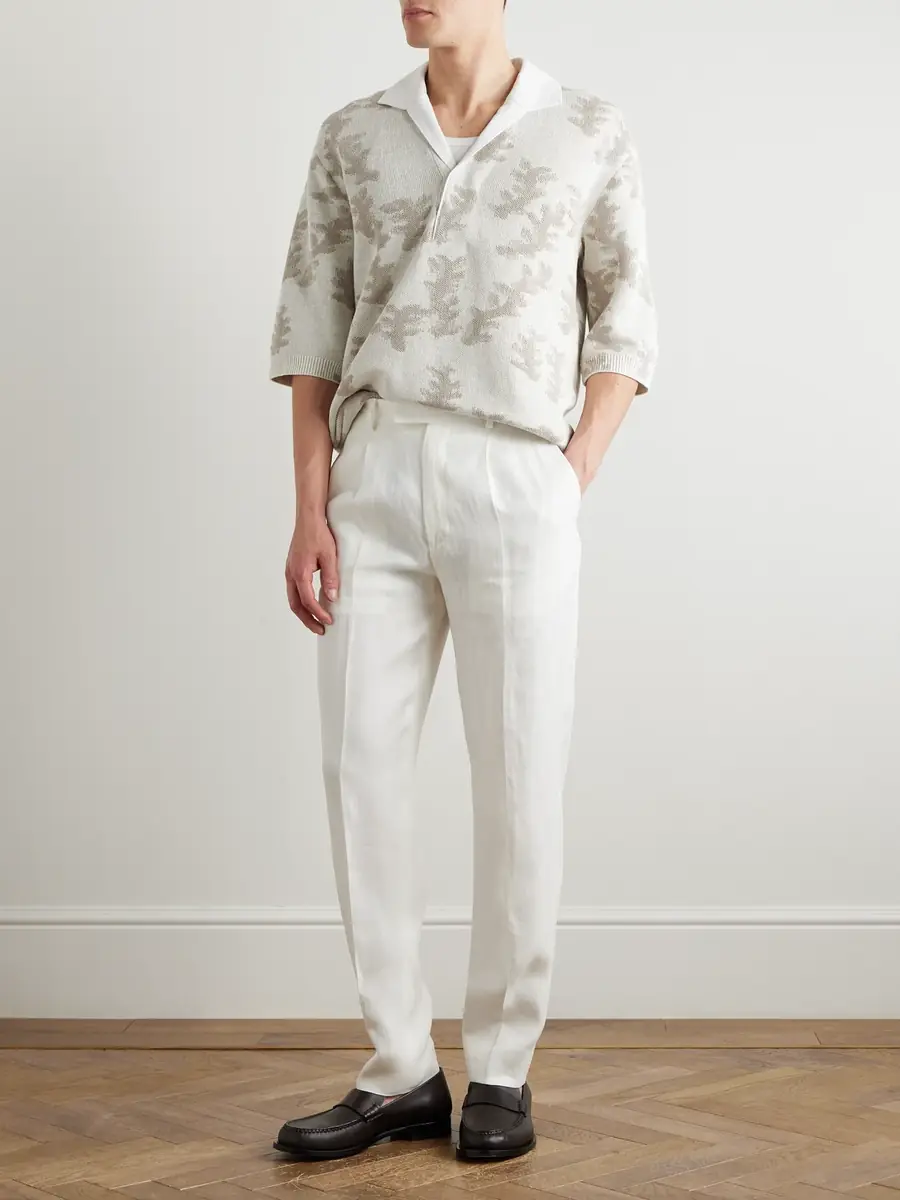 Zegna Straight-Leg Pleated Linen-Twill Trousers - Men | Thumbnail 2