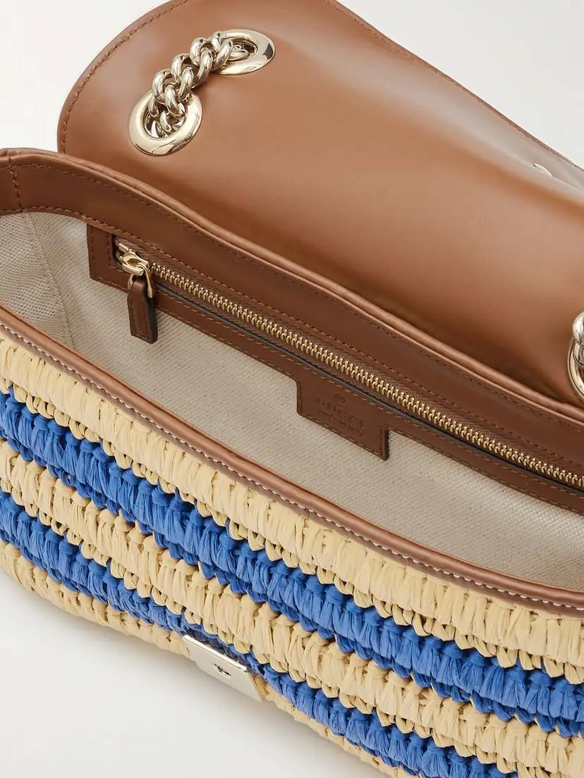 Gucci Gg Marmont 2.0 Leather-trimmed Striped Raffia Shoulder Bag | Thumbnail 5 Gucci Gg Marmont 2.0 Leather-trimmed Striped Raffia Shoulder Bag | Thumbnail 5