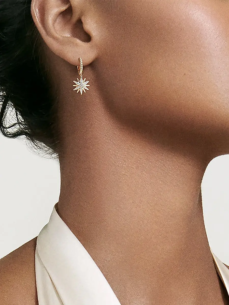 David Yurman Women's Starburst Drop Earrings in 18K Yellow Gold with Diamonds - Diamond | Thumbnail 3 David Yurman Women's Starburst Drop Earrings in 18K Yellow Gold with Diamonds - Diamond | Thumbnail 3
