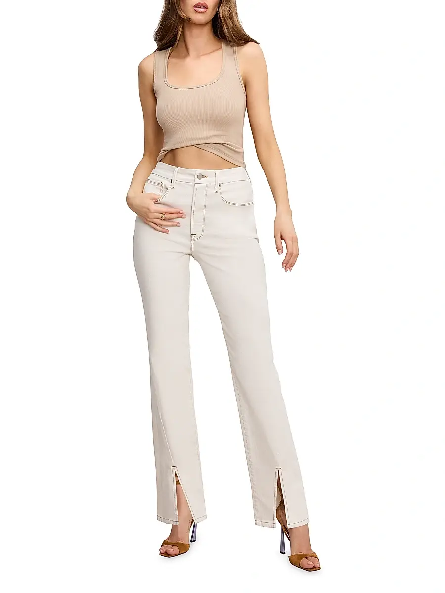 GOOD AMERICAN Women's Good Boy Straight Jeans | Thumbnail 2