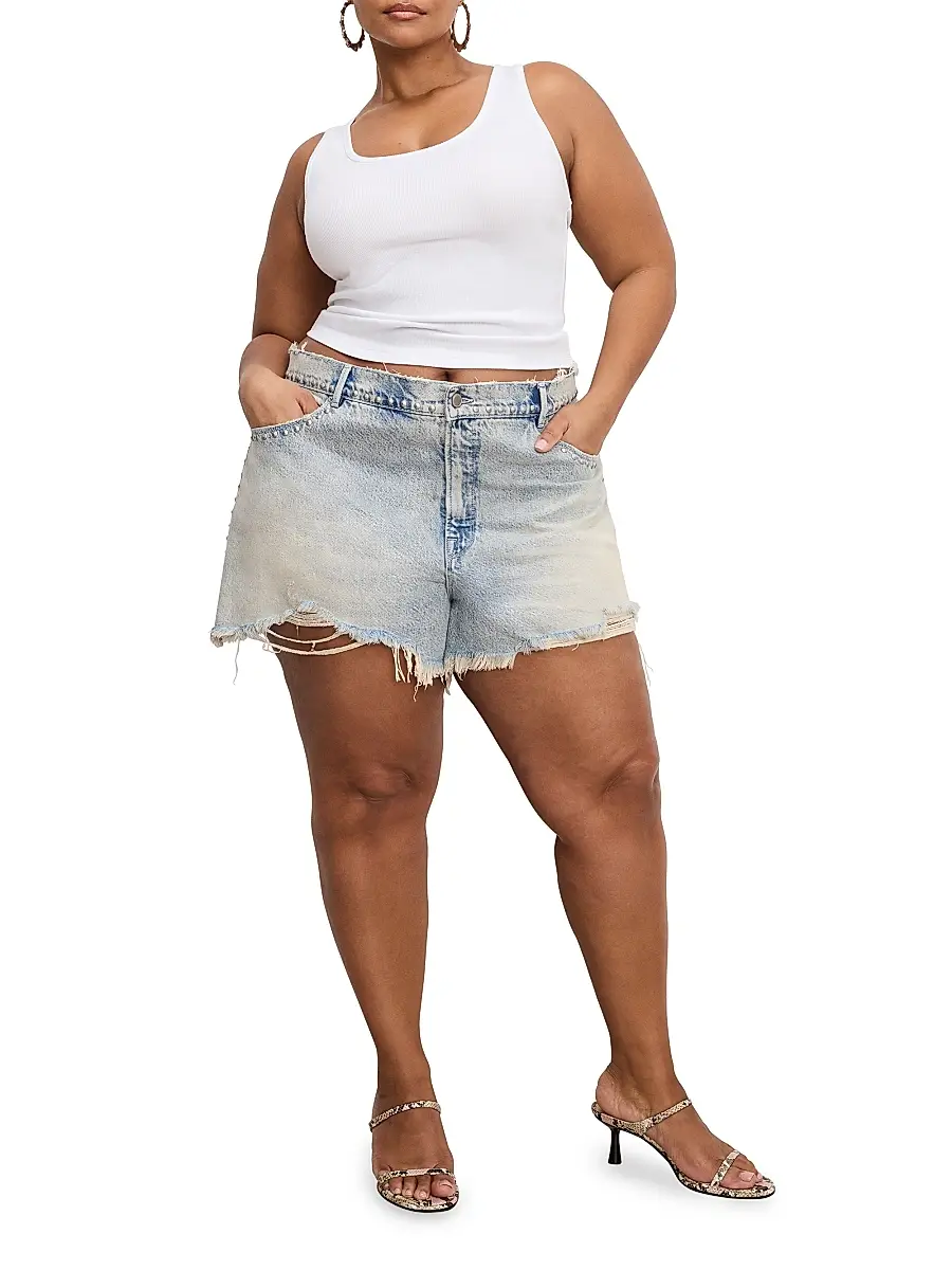 GOOD AMERICAN Women's Good 90S Studded Shorts | Thumbnail 3