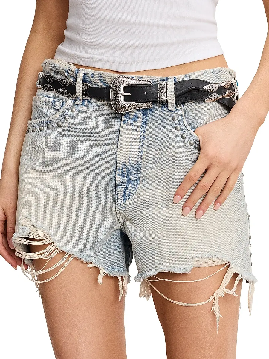 GOOD AMERICAN Women's Good 90S Studded Shorts | Thumbnail 4