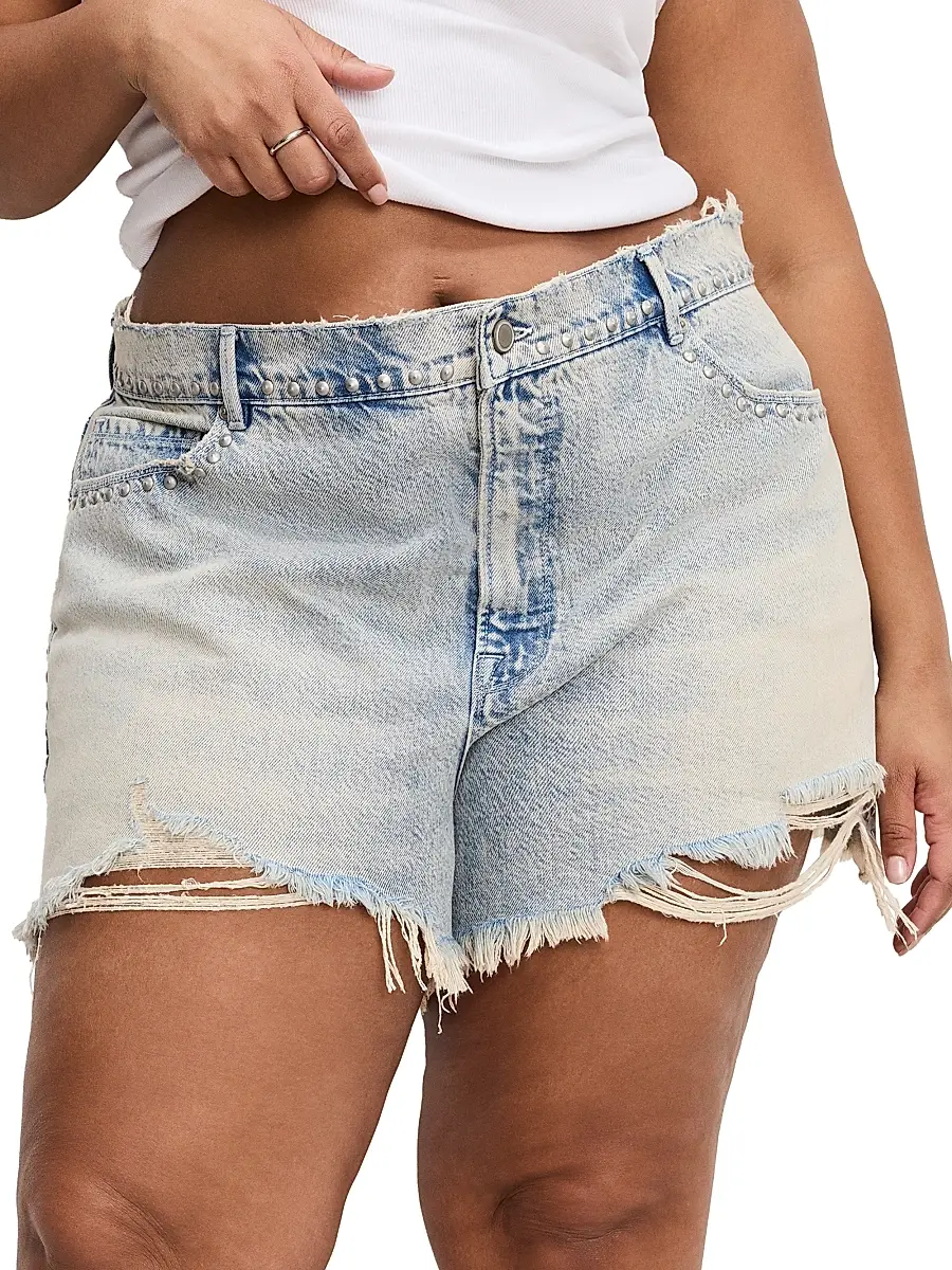 GOOD AMERICAN Women's Good 90S Studded Shorts | Thumbnail 8
