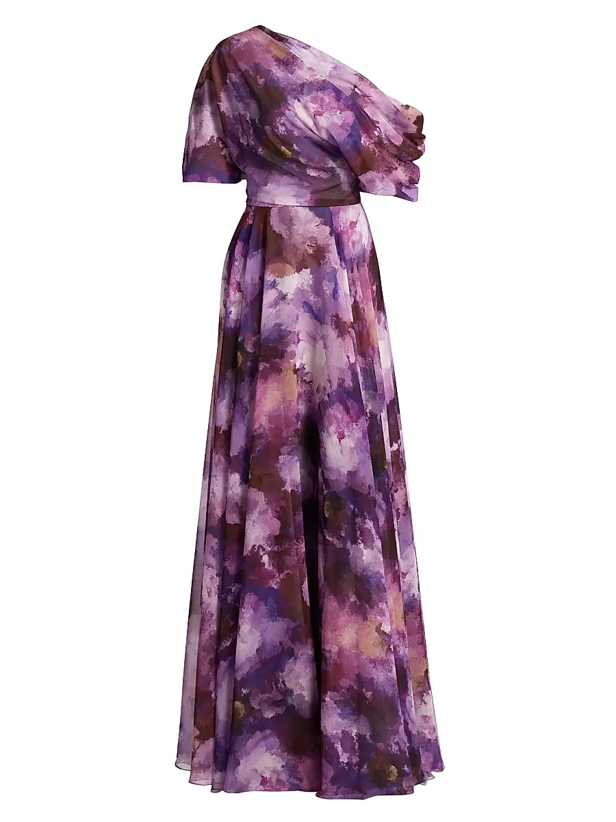 Amsale Women's Floral-Print Chiffon Gown - Lilac Multi | Image 1 Amsale Women's Floral-Print Chiffon Gown - Lilac Multi | Image 1
