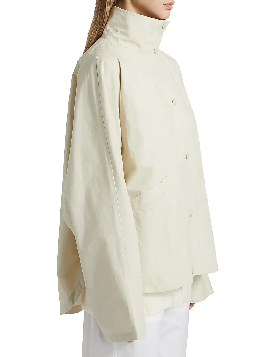 Toteme Women's Organic Cotton-Blend Stand-Collar Jacket - Oyster | Thumbnail 4 Toteme Women's Organic Cotton-Blend Stand-Collar Jacket - Oyster | Thumbnail 4
