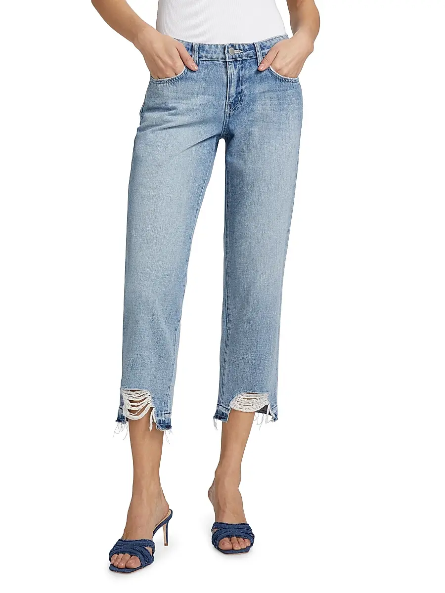 L'Agence Women's Blaine Distressed Denim Low-Rise Stovepipe Crop Jeans | Thumbnail 3 L'Agence Women's Blaine Distressed Denim Low-Rise Stovepipe Crop Jeans | Thumbnail 3