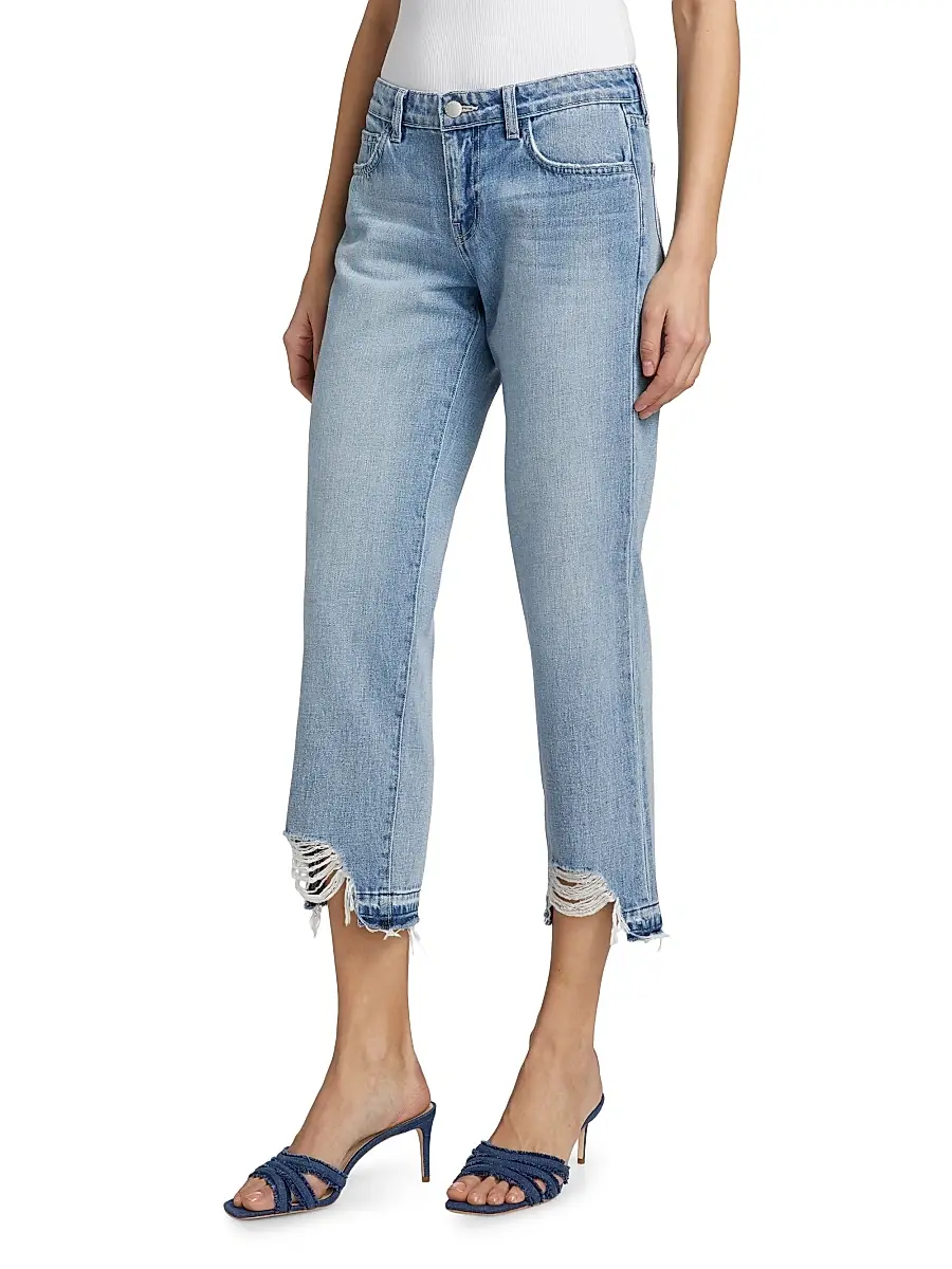 L'Agence Women's Blaine Distressed Denim Low-Rise Stovepipe Crop Jeans | Thumbnail 4 L'Agence Women's Blaine Distressed Denim Low-Rise Stovepipe Crop Jeans | Thumbnail 4