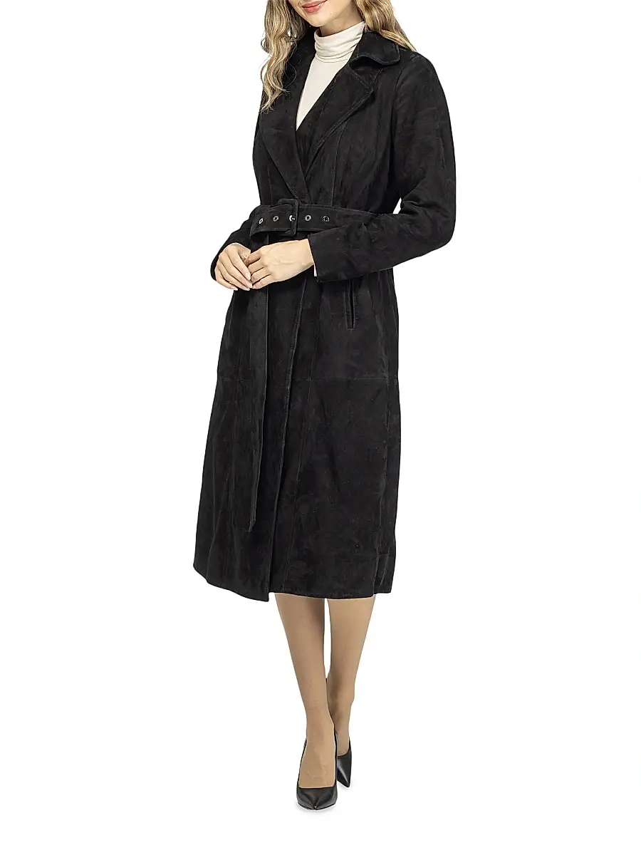 Gorski Women's Metis Suede Belted Trench Coat | Thumbnail 4