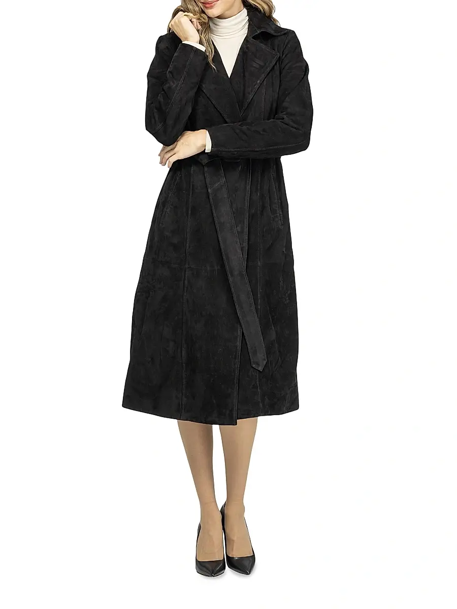 Gorski Women's Metis Suede Belted Trench Coat | Thumbnail 6