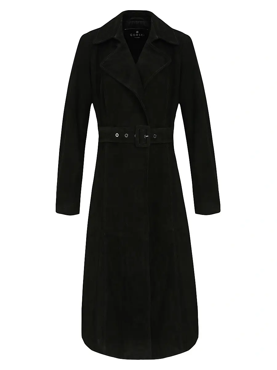Gorski Women's Metis Suede Belted Trench Coat - Black - Size XL | Image 1 Gorski Women's Metis Suede Belted Trench Coat - Black - Size XL | Image 1