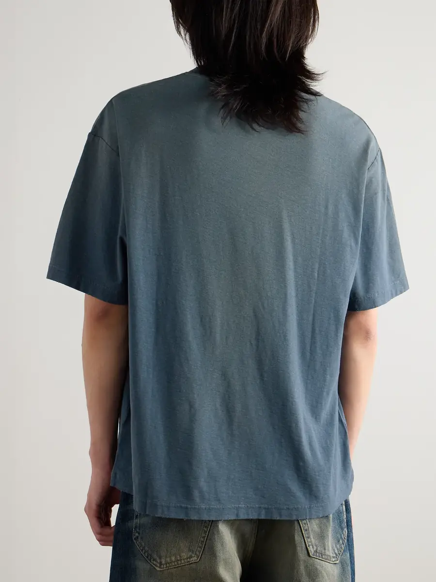 Acne Studios Exford Distressed Logo-Print Cotton and Hemp-Blend Jersey T-Shirt - Men | Thumbnail 4 Acne Studios Exford Distressed Logo-Print Cotton and Hemp-Blend Jersey T-Shirt - Men | Thumbnail 4
