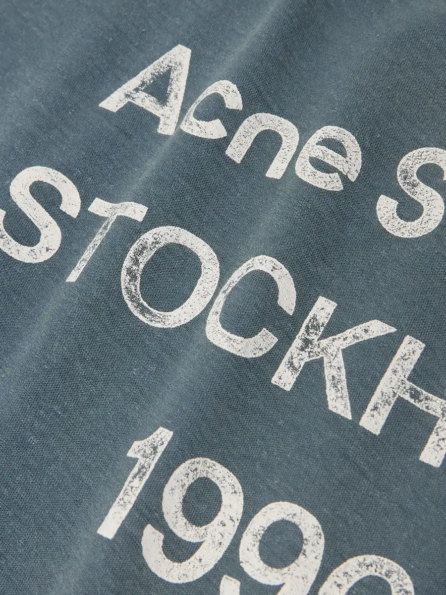 Acne Studios Exford Distressed Logo-Print Cotton and Hemp-Blend Jersey T-Shirt - Men | Thumbnail 5 Acne Studios Exford Distressed Logo-Print Cotton and Hemp-Blend Jersey T-Shirt - Men | Thumbnail 5