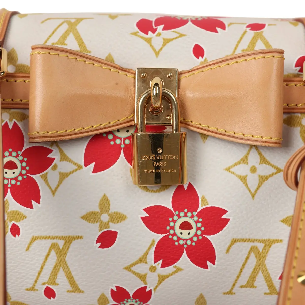 Louis Vuitton Vintage Louis Vuitton X Takashi Murakami Cream and Red Cherry Blossom Papillon Gold Hardware | Thumbnail 7 Louis Vuitton Vintage Louis Vuitton X Takashi Murakami Cream and Red Cherry Blossom Papillon Gold Hardware | Thumbnail 7