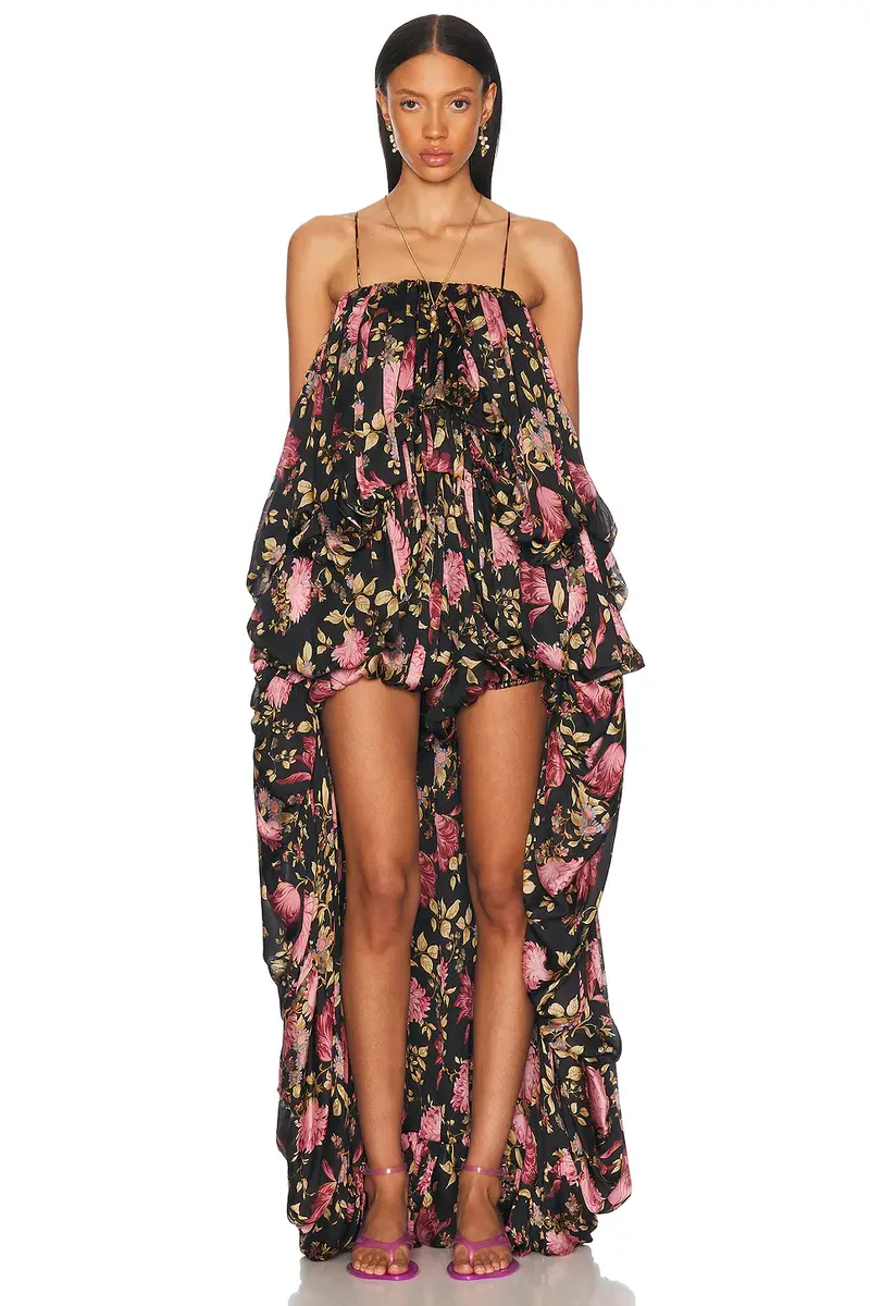 Chloé Thin Strap Gathered High And Low Jumpsuit | Thumbnail 4 Chloé Thin Strap Gathered High And Low Jumpsuit | Thumbnail 4