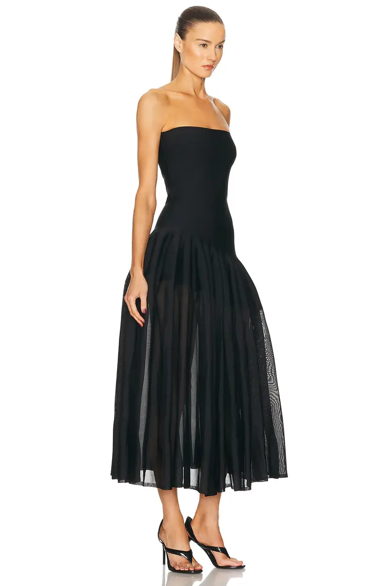 ALAÏA Long Godet Dress | Thumbnail 2