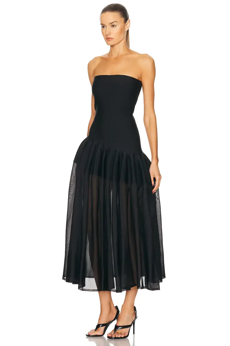 ALAÏA Long Godet Dress | Thumbnail 3