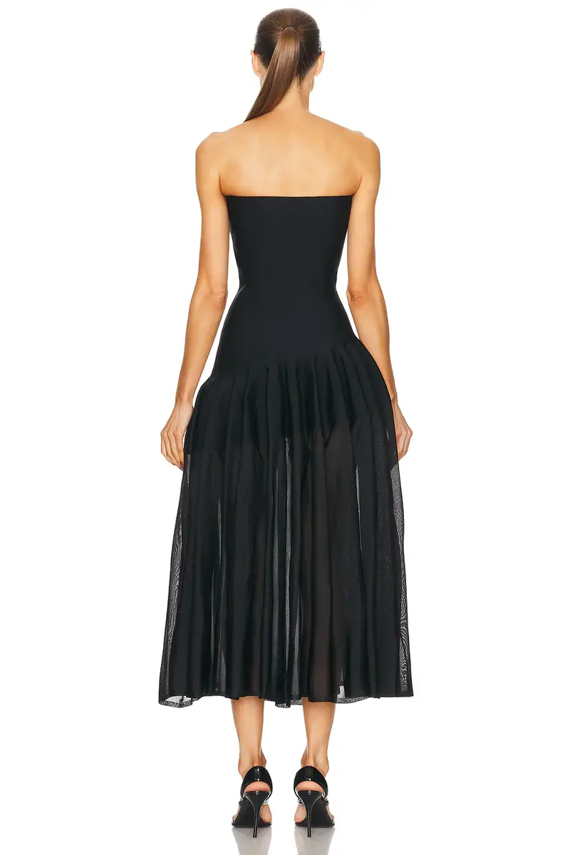 ALAÏA Long Godet Dress | Thumbnail 4