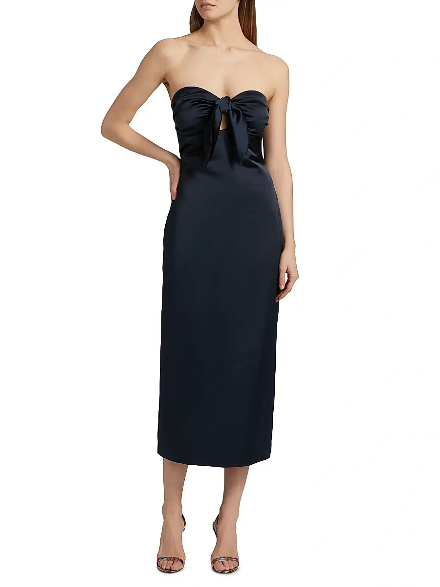 Ramy Brook Women's Orion Knotted Satin Midi-Dress | Thumbnail 3 Ramy Brook Women's Orion Knotted Satin Midi-Dress | Thumbnail 3