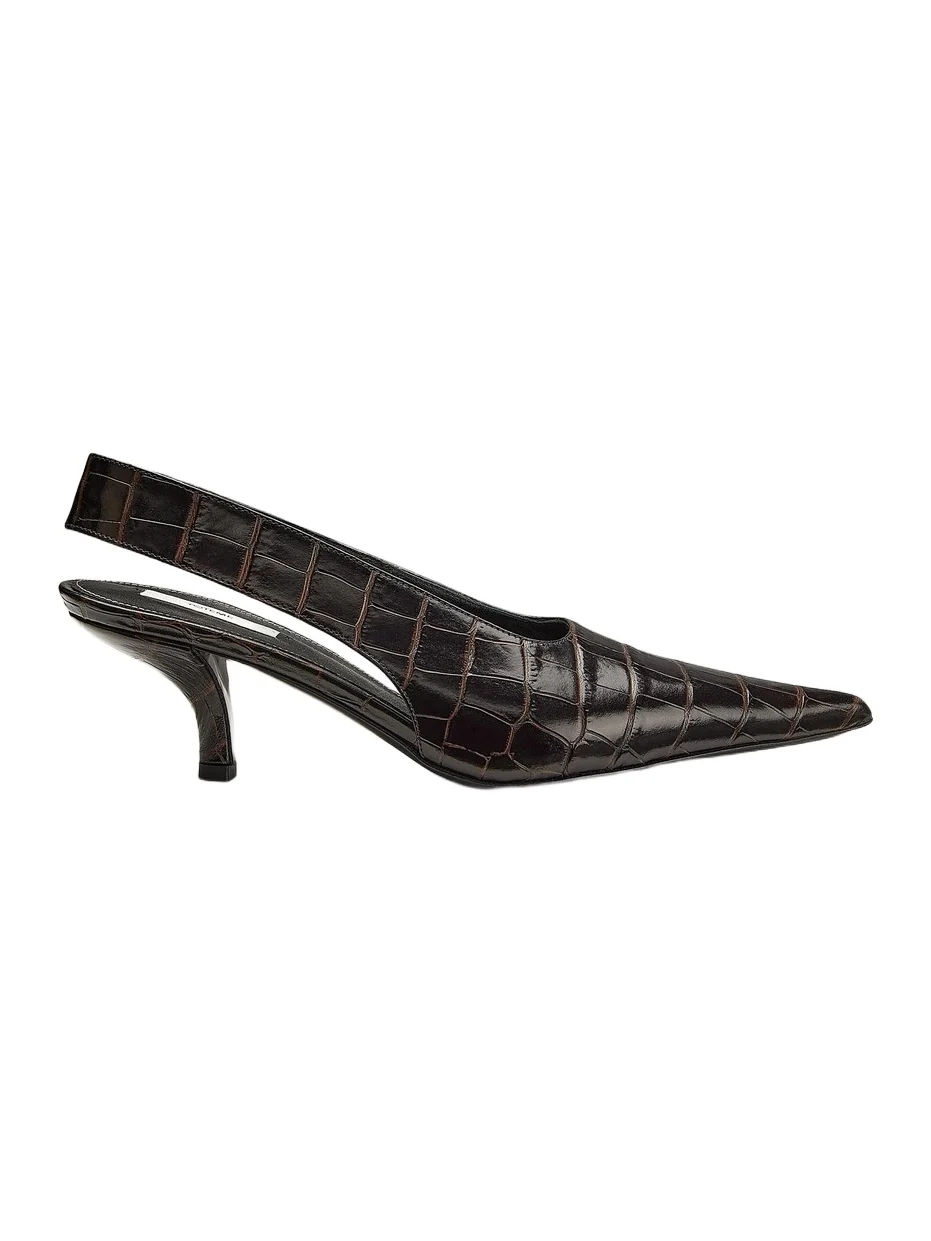 Women's 55MM Croc-Embossed Leather Slingback Pumps