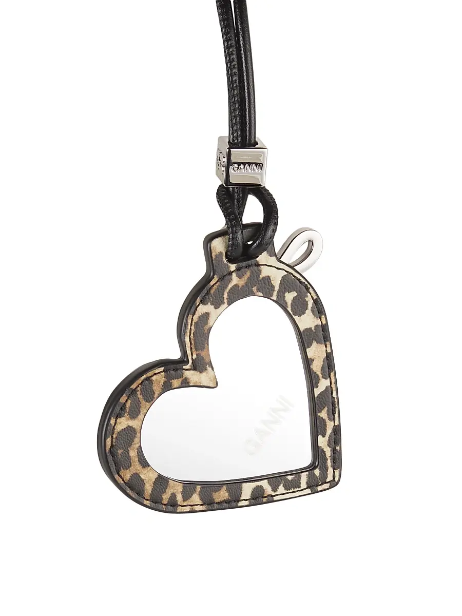 Ganni Women's Bou Leopard Leather Mirror Bag Charm - Leopard | Thumbnail 2