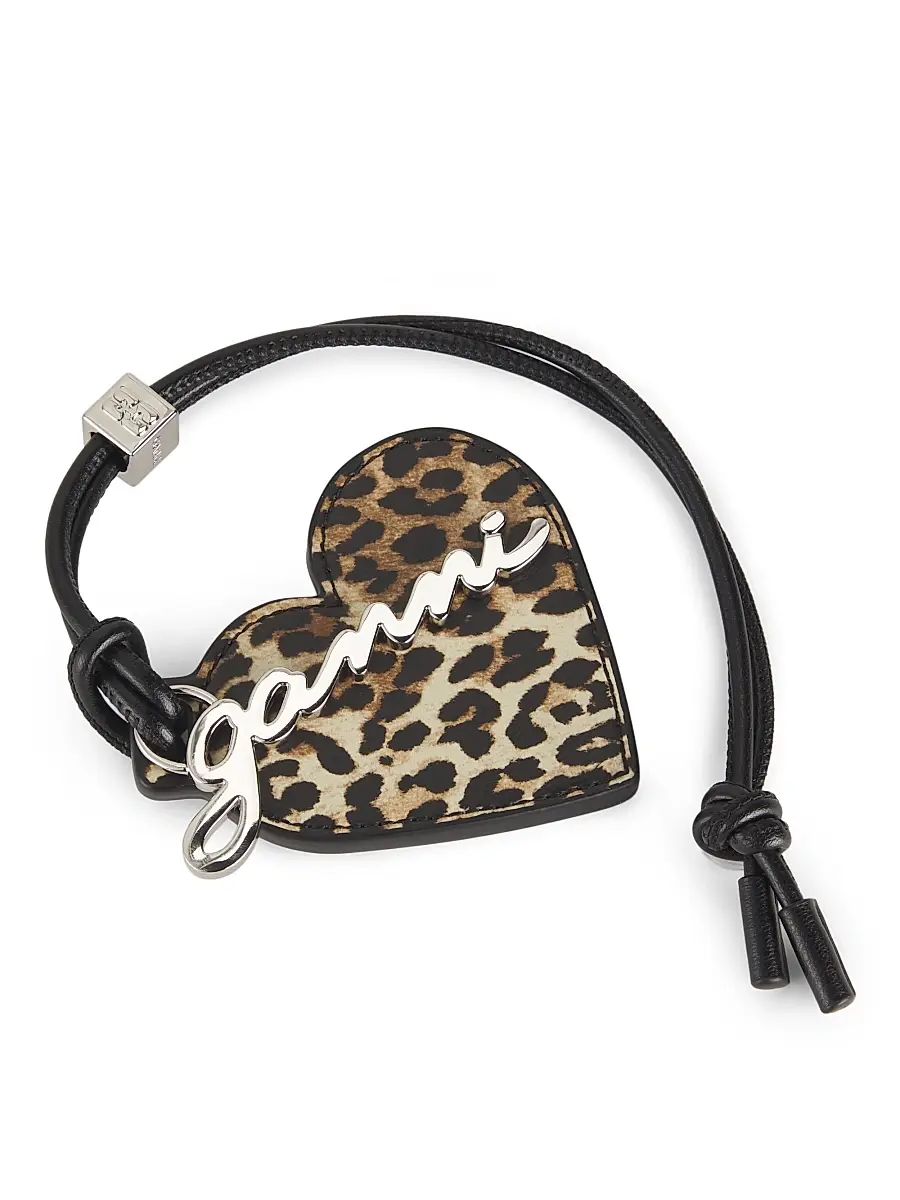 Ganni Women's Bou Leopard Leather Mirror Bag Charm - Leopard | Thumbnail 3