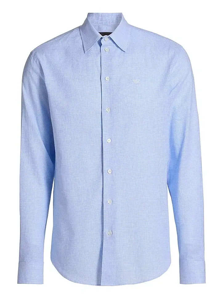 Men's Linen-Cotton Houndstooth Shirt Men's Linen-Cotton Houndstooth Shirt