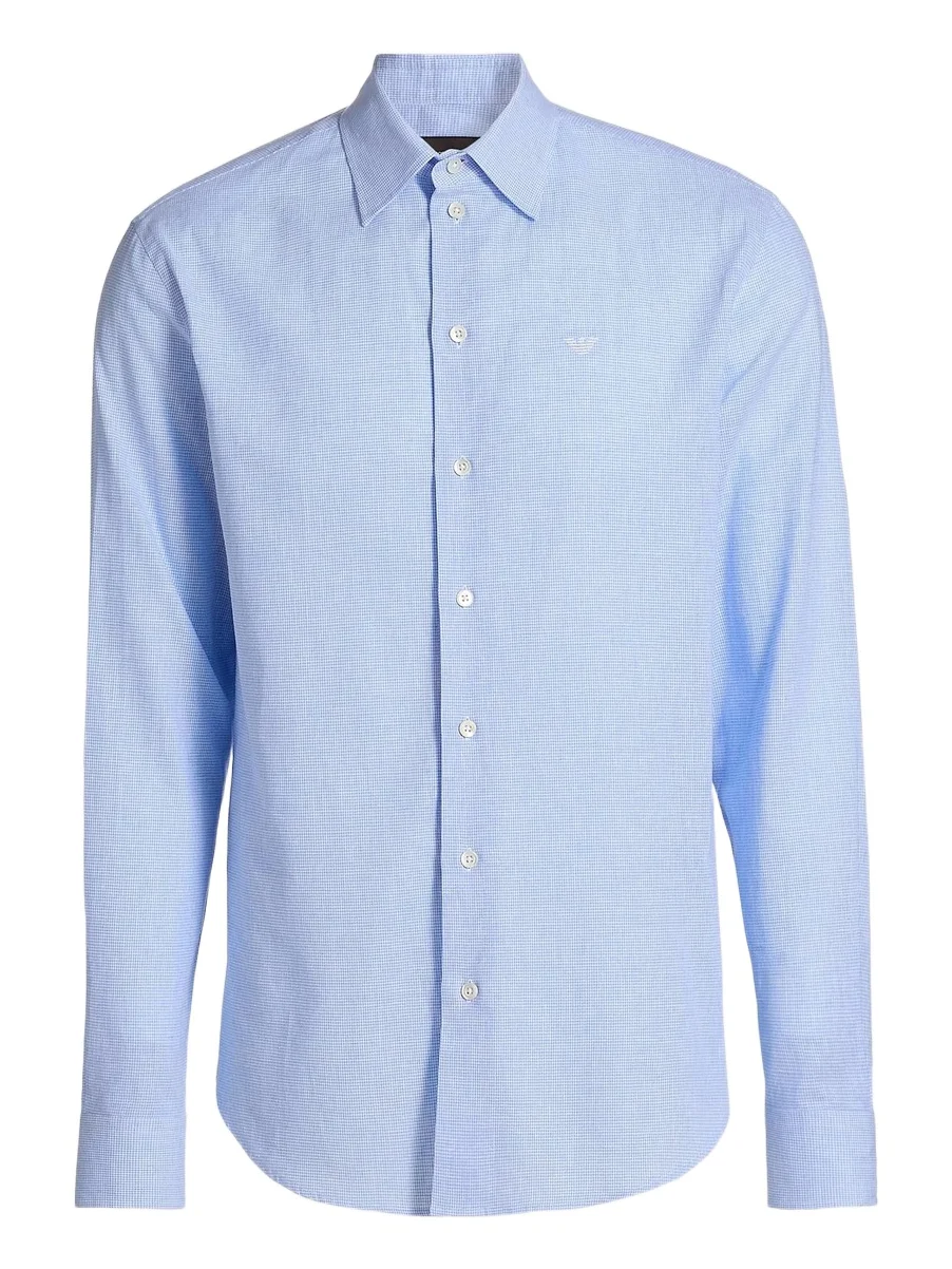 Men's Linen-Cotton Houndstooth Shirt Men's Linen-Cotton Houndstooth Shirt