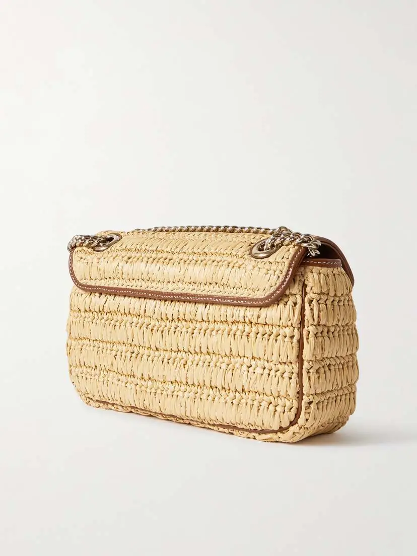 Gucci Gg Marmont 2.0 Leather-trimmed Raffia Shoulder Bag | Thumbnail 3 Gucci Gg Marmont 2.0 Leather-trimmed Raffia Shoulder Bag | Thumbnail 3