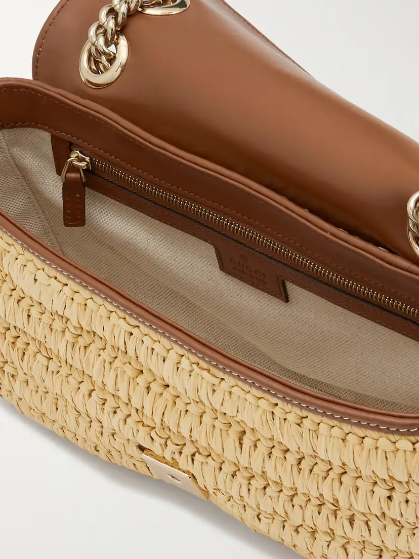 Gucci Gg Marmont 2.0 Leather-trimmed Raffia Shoulder Bag | Thumbnail 5 Gucci Gg Marmont 2.0 Leather-trimmed Raffia Shoulder Bag | Thumbnail 5