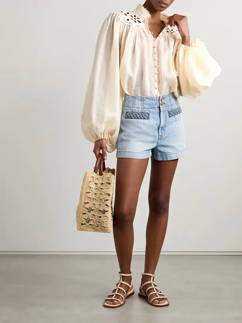 Zimmermann Coco Broderie Anglaise-trimmed Ramie Blouse | Thumbnail 2