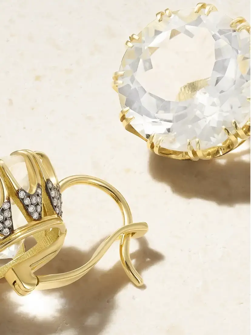 Ileana Makri 18-karat Gold, Diamond And Topaz Earrings | Thumbnail 3 Ileana Makri 18-karat Gold, Diamond And Topaz Earrings | Thumbnail 3
