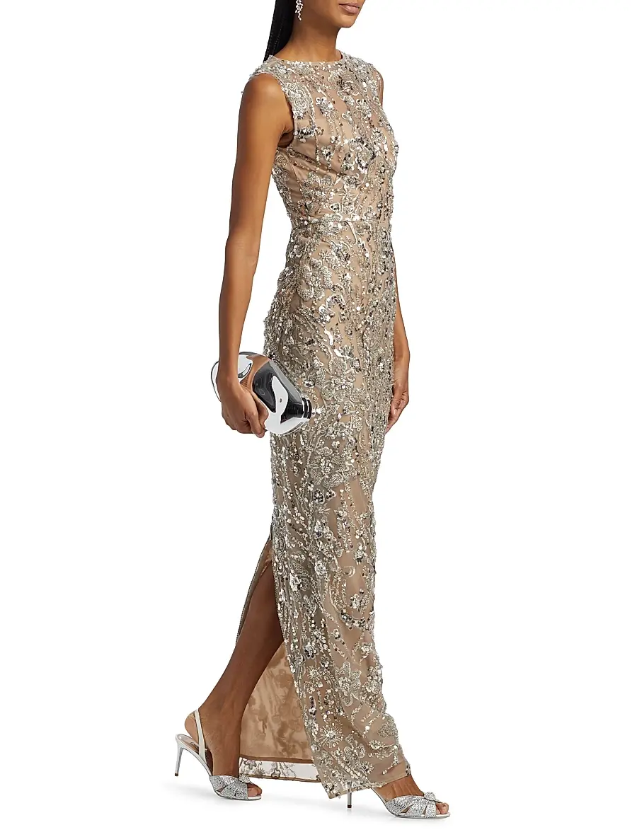 Bronx and Banco Women's Violet Floral Sequin Gown | Thumbnail 2 Bronx and Banco Women's Violet Floral Sequin Gown | Thumbnail 2