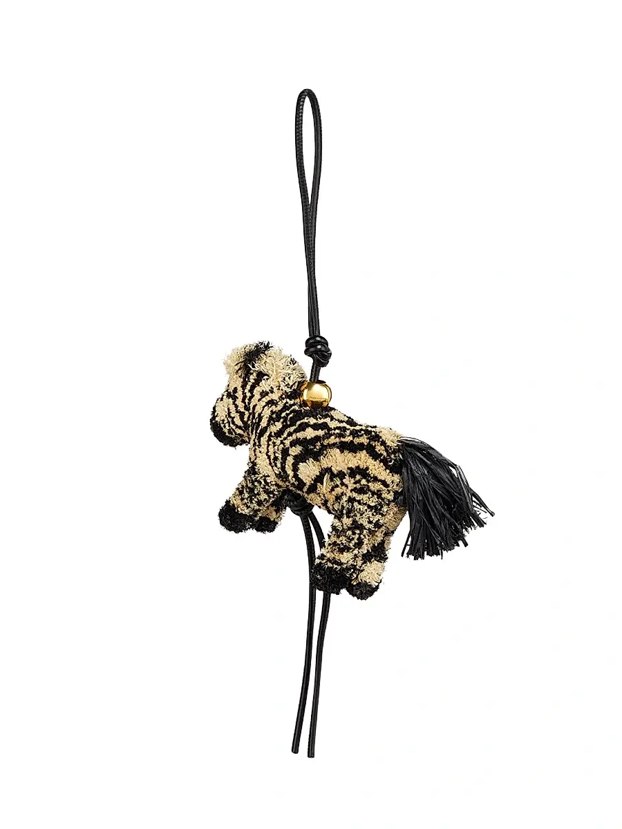 LOEWE Women's x Paula's Ibiza Raffia & Leather Zebra Charm - Natural Black | Thumbnail 2 LOEWE Women's x Paula's Ibiza Raffia & Leather Zebra Charm - Natural Black | Thumbnail 2