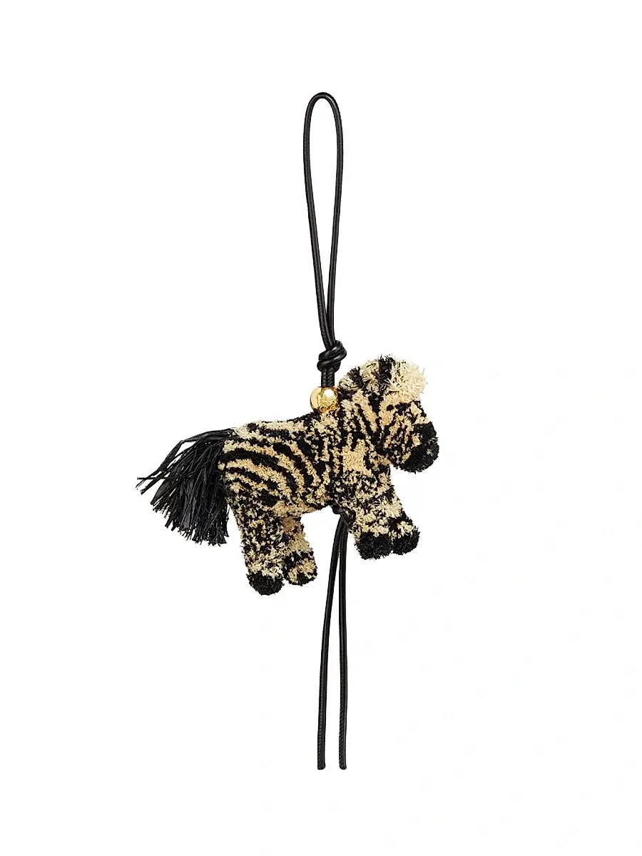 LOEWE Women's x Paula's Ibiza Raffia & Leather Zebra Charm - Natural Black | Image 1 LOEWE Women's x Paula's Ibiza Raffia & Leather Zebra Charm - Natural Black | Image 1