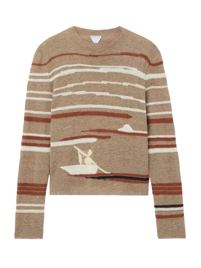 Bottega Veneta Striped Jacquard-knit Linen And Cotton-blend Sweater | Image 1 Bottega Veneta Striped Jacquard-knit Linen And Cotton-blend Sweater | Image 1