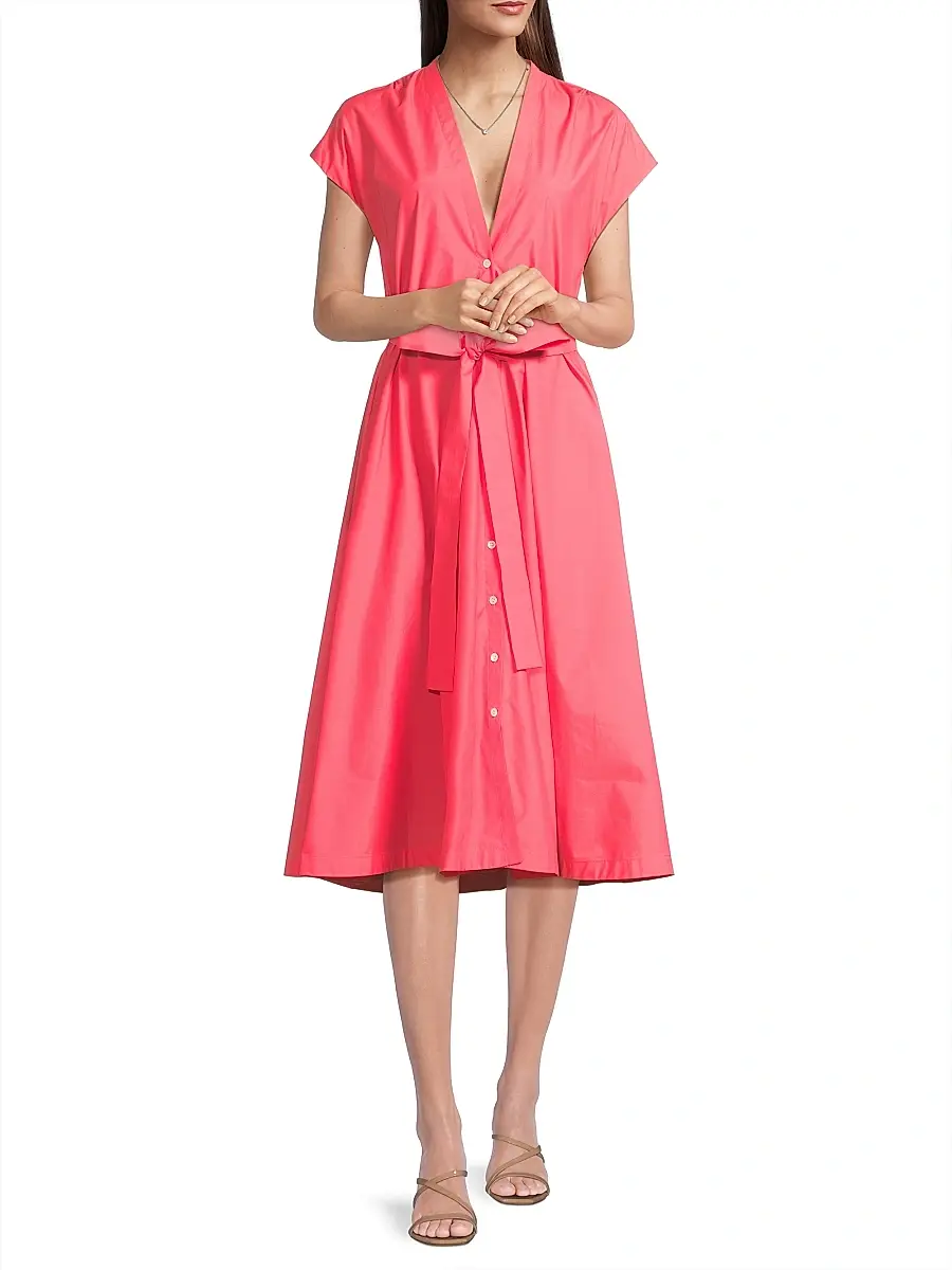 Natori Women's Techno Poplin Tie-Waist A-Line Midi-Dress | Thumbnail 2 Natori Women's Techno Poplin Tie-Waist A-Line Midi-Dress | Thumbnail 2