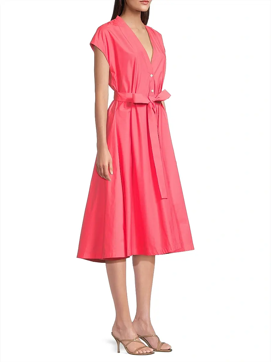 Natori Women's Techno Poplin Tie-Waist A-Line Midi-Dress | Thumbnail 4 Natori Women's Techno Poplin Tie-Waist A-Line Midi-Dress | Thumbnail 4