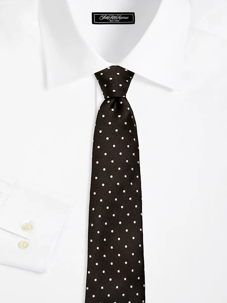 Kiton Men's Polka Dot Silk Tie - Dark Brown | Thumbnail 2 Kiton Men's Polka Dot Silk Tie - Dark Brown | Thumbnail 2
